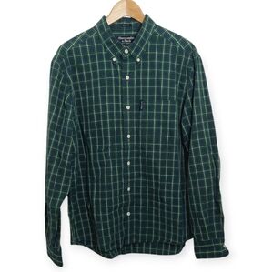 Abercrombie and Fitch Men's Size Medium Long Sleeve Shirt Plaid Muscle Green